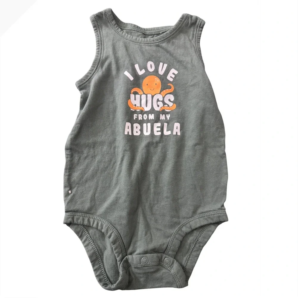 Carters Baby 18M Sleeveless Bodysuit I Love Hugs From My Abuela Green Octopus